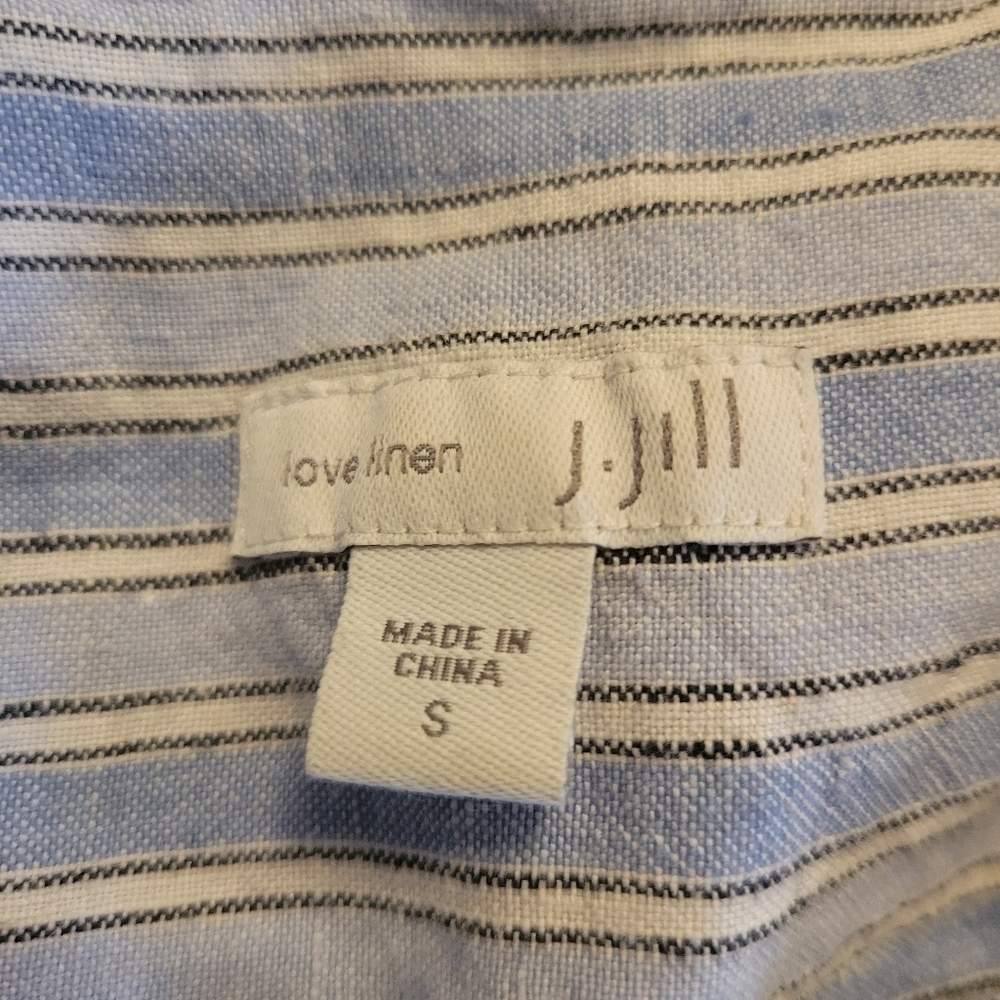 J. Jill Love Linen Blue Striped Linen Shirt Dress Size‎ Small - Picture 5 of 5